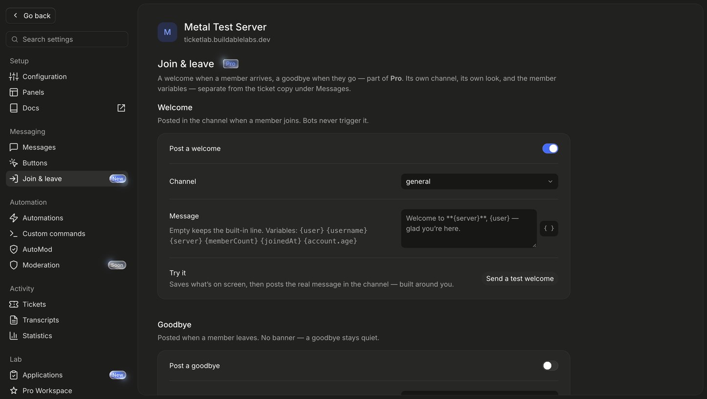 The Join & leave page on a Pro server